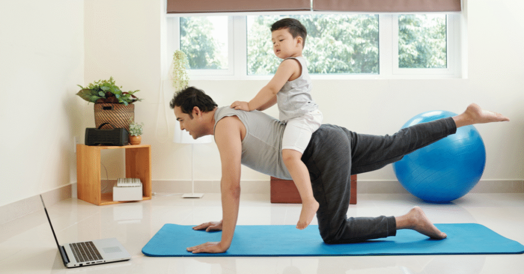 Parents teaching kids